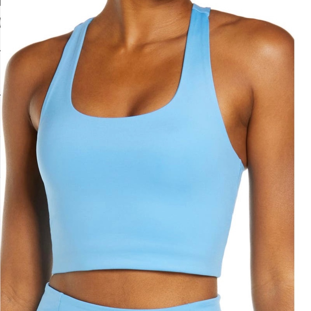 GIRLFRIEND COLLECTIVE, Paloma Racerback Bra, Haze Blue Limited Edition, Size L